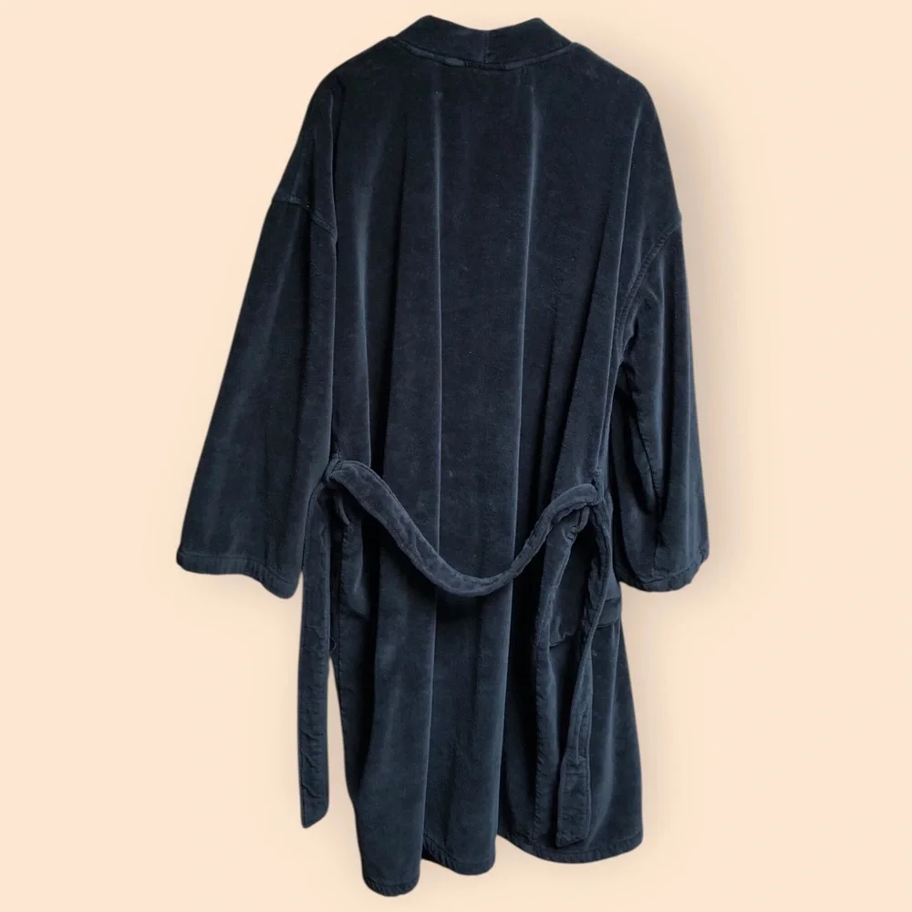 Polo Ralph Lauren MENS Sleepwear Soft Cotton Kimono Velour Robe Black MENS L/XL